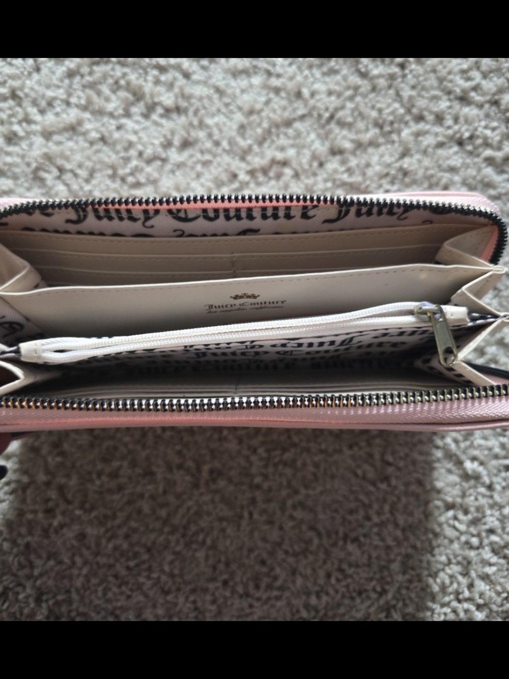 Juicy Couture Light Pink Zip Around Wallet with Logo Lining